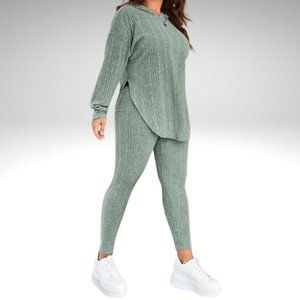 Plus Mock Neck Drop Shoulder Sweatshirt & Leggings